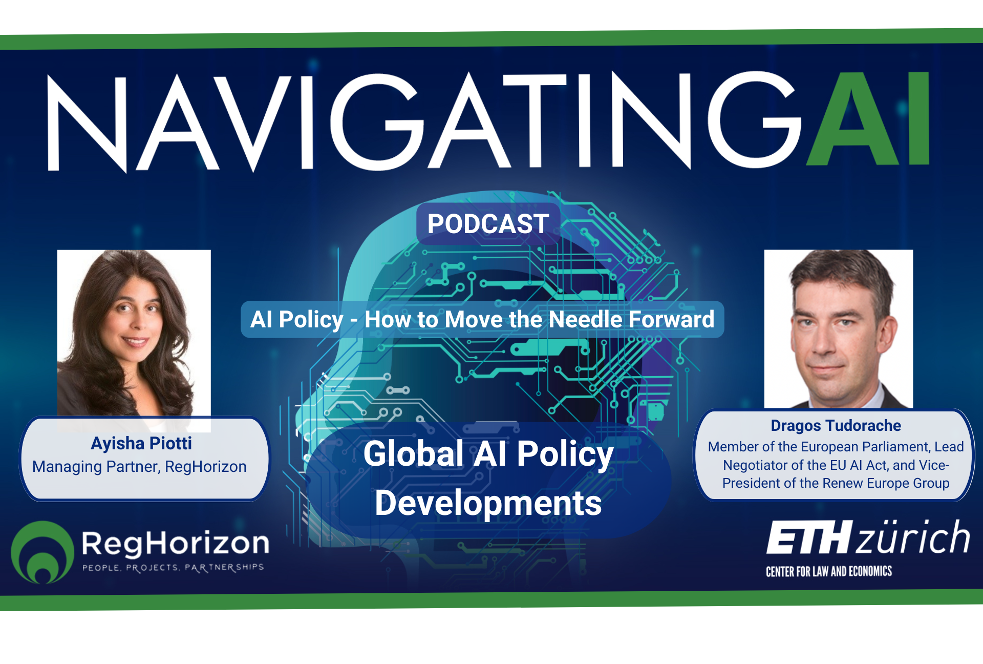 podcast image: Navigating AI, Global AI Policy Developments